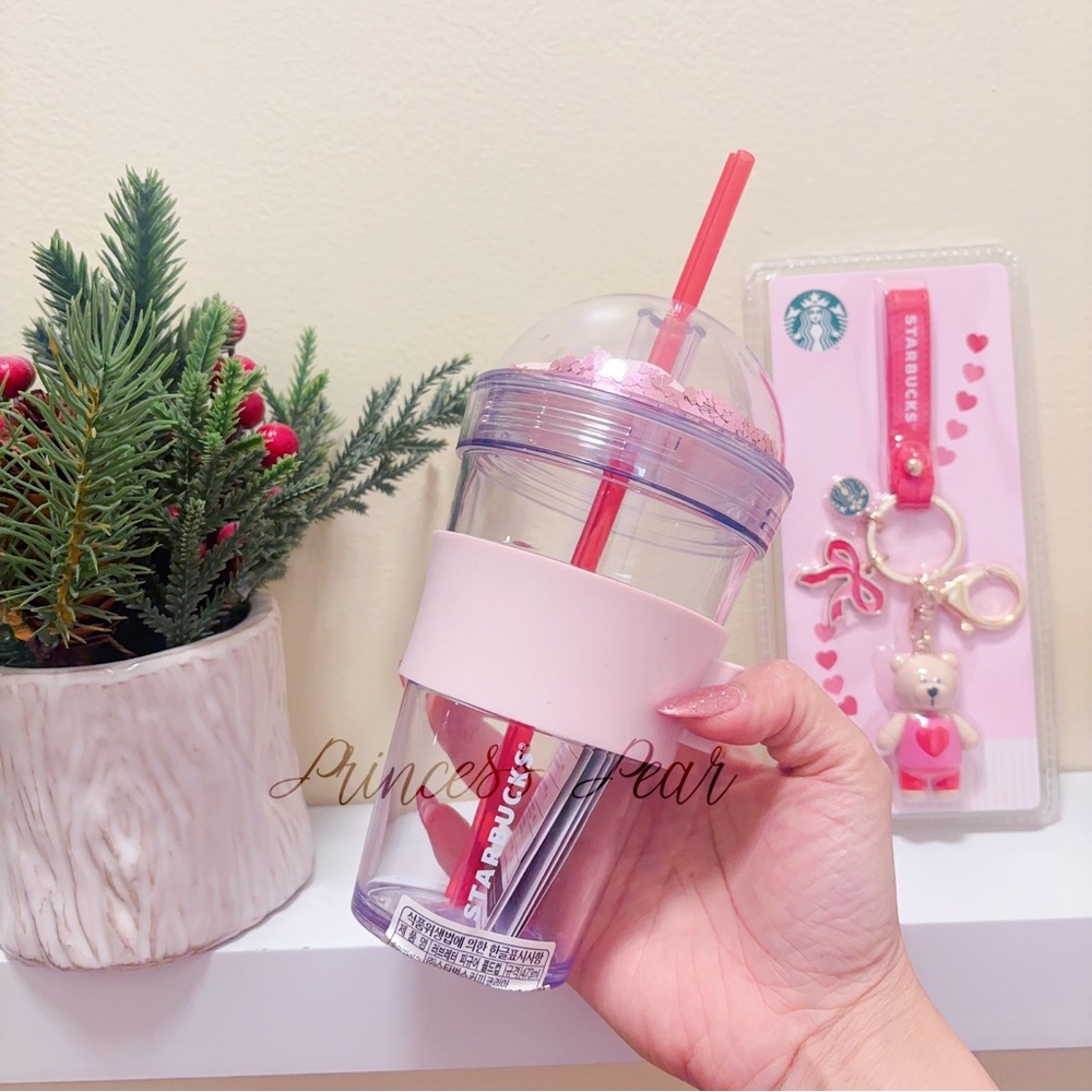 Starbucks Korea Valentine 2019 Bearista Dome Cup with keychain - Picture 5 of 9